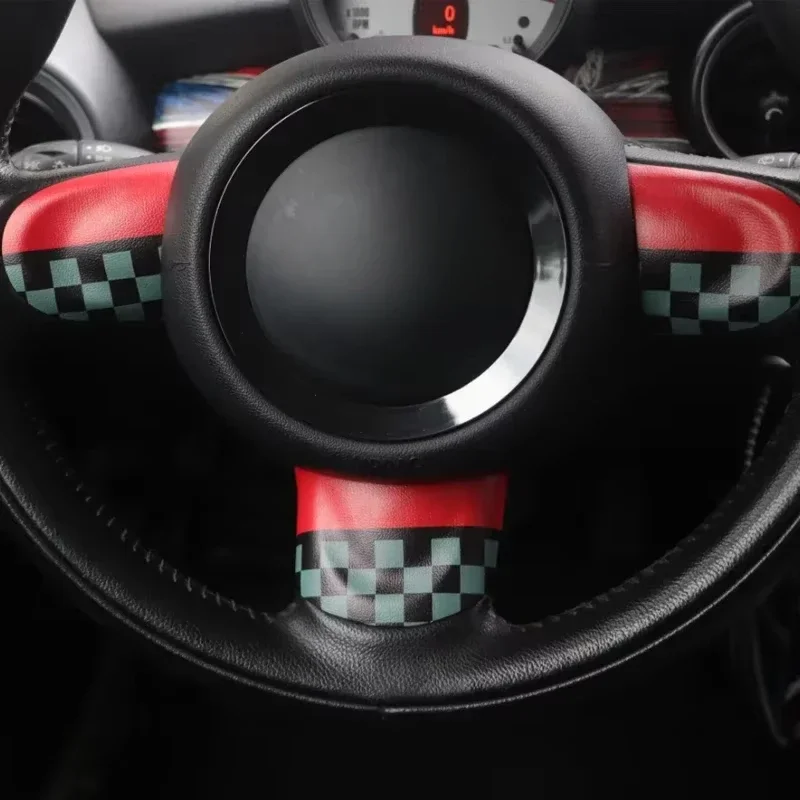 Car Steering Wheel Panel Button Leather Sticker For MINI COOPER R55 R56 R57 R58 R59 R60 R61 Countryman