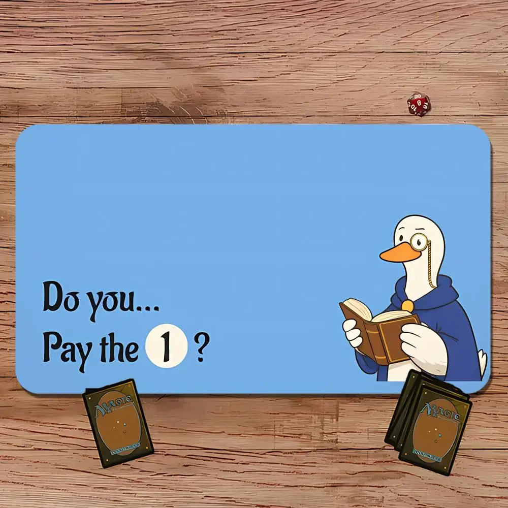 Magic Card Playmat TCG Playmat Blue Reading Duck Non-Slip Stitched Edge Tabletop Gaming Mats Tapete Magic Card Pad