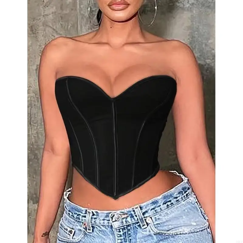 Body Sexy con hombros descubiertos y decoración correa trasera para mujer, ropa moldeadora con cuello en V y soporte para