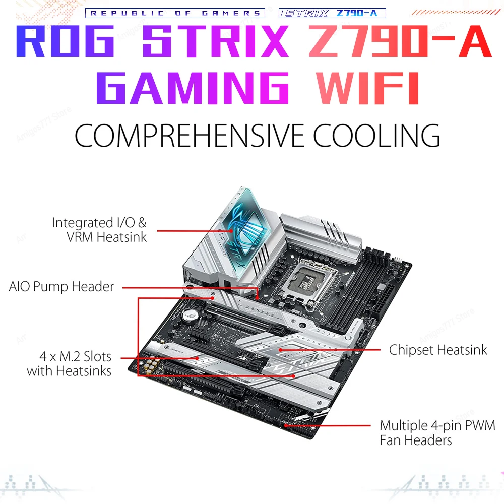 Intel Z790 White Gaming Motherboard LGA 1700 ASUS ROG STRIX Z790 A GAMING WIFI 6E 128G DDR5 7800MHz+OC 13th Gen PCIe 5.0 M.2 New