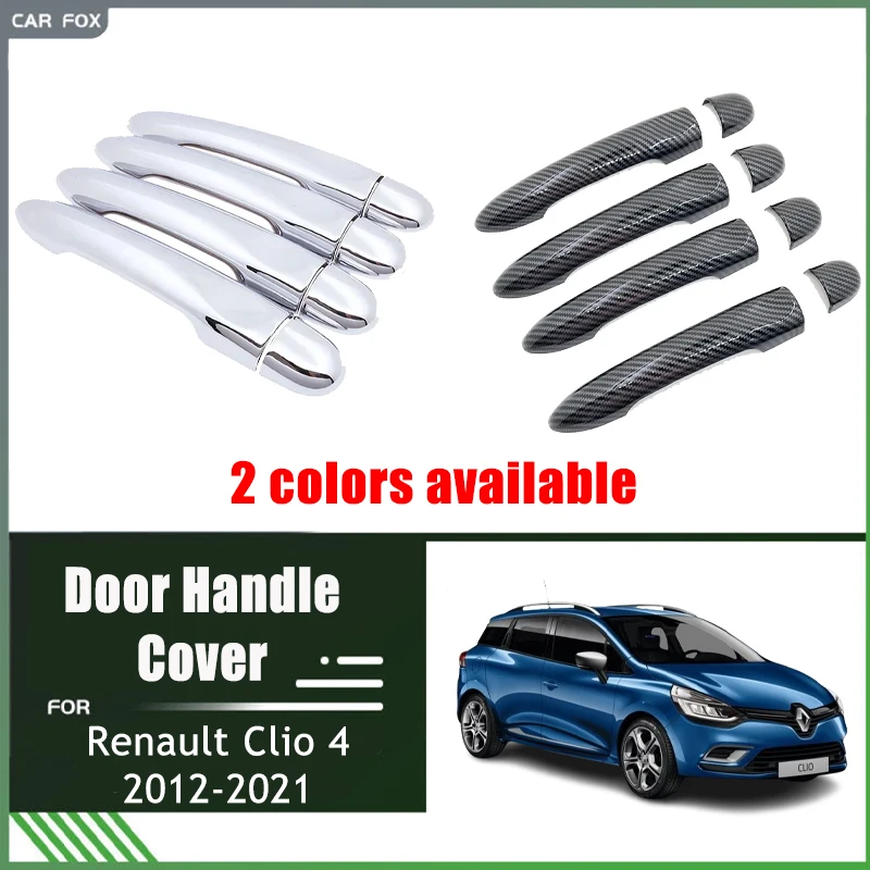 

Chrome Door Handle Cover Trim For Renault Clio 4 Lutecia BH KH 2012-2021 2013 Car Accessories Carbon Fiber Set Sticker Styling