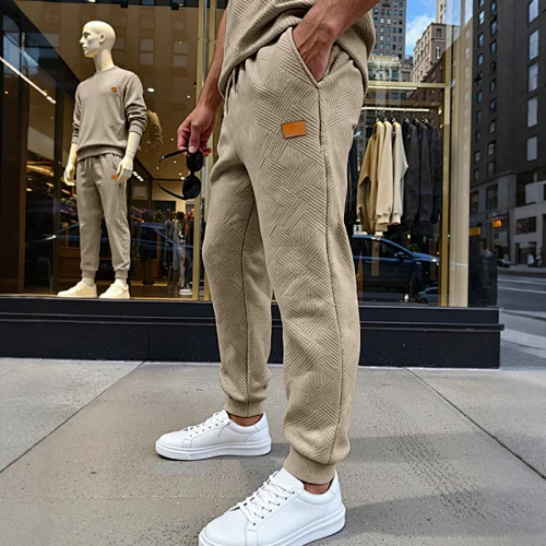 American heavy franchises with the same texture pattern men's loose and simple casual sports commuter sweatpants
