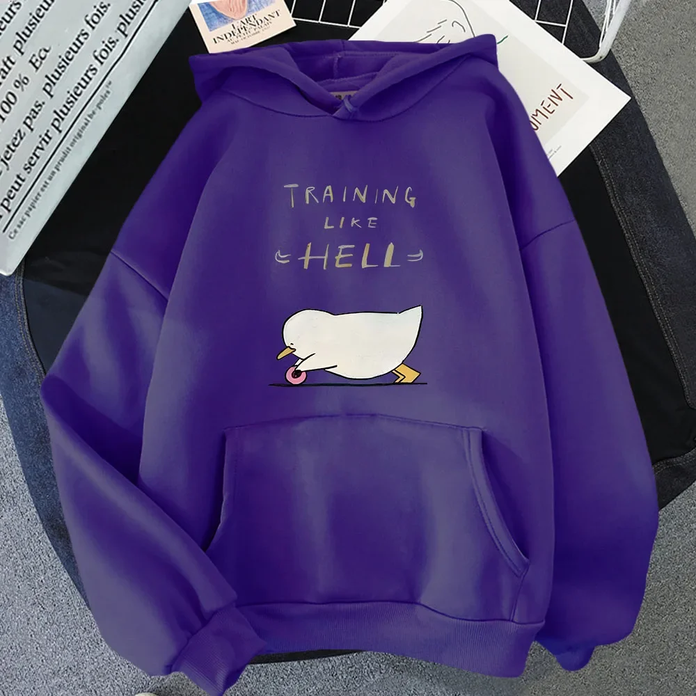 Duck Like Hell Print Hoodie Cartoon Anime I'm Sick of Everything Sweatshirt Damen Pullover Winter Herren Kleidung Langarm Top