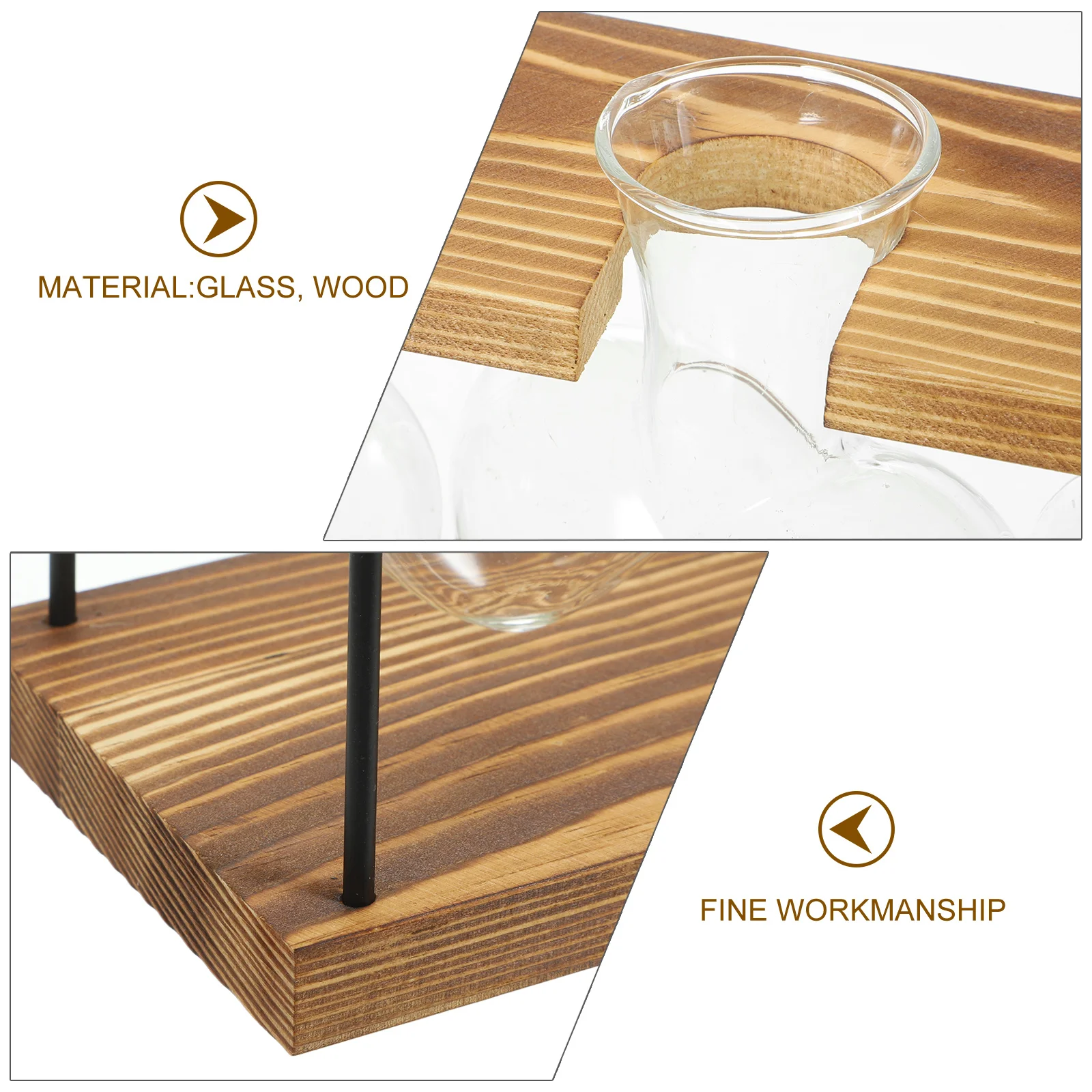 

1Set Green Plant Container Wooden Glass Terrarium for Hydroponic Indoor Plants Desktop Vase Decor Home Garden Decoration Plant