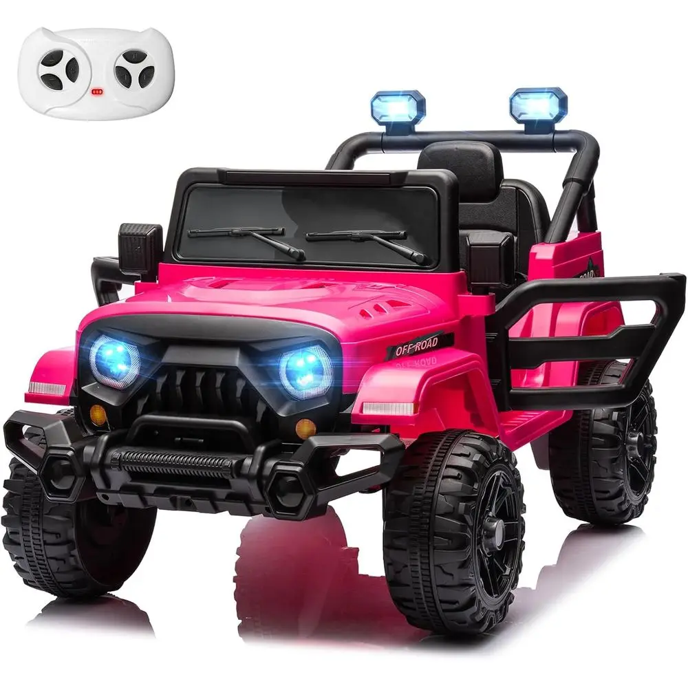 Voiture de camion électrique pour enfants 24V avec télécommande, moteurs doubles 55W, vitesse maximale de 4MPH, lecteur de musique Bluetooth, suspension à 4 roues