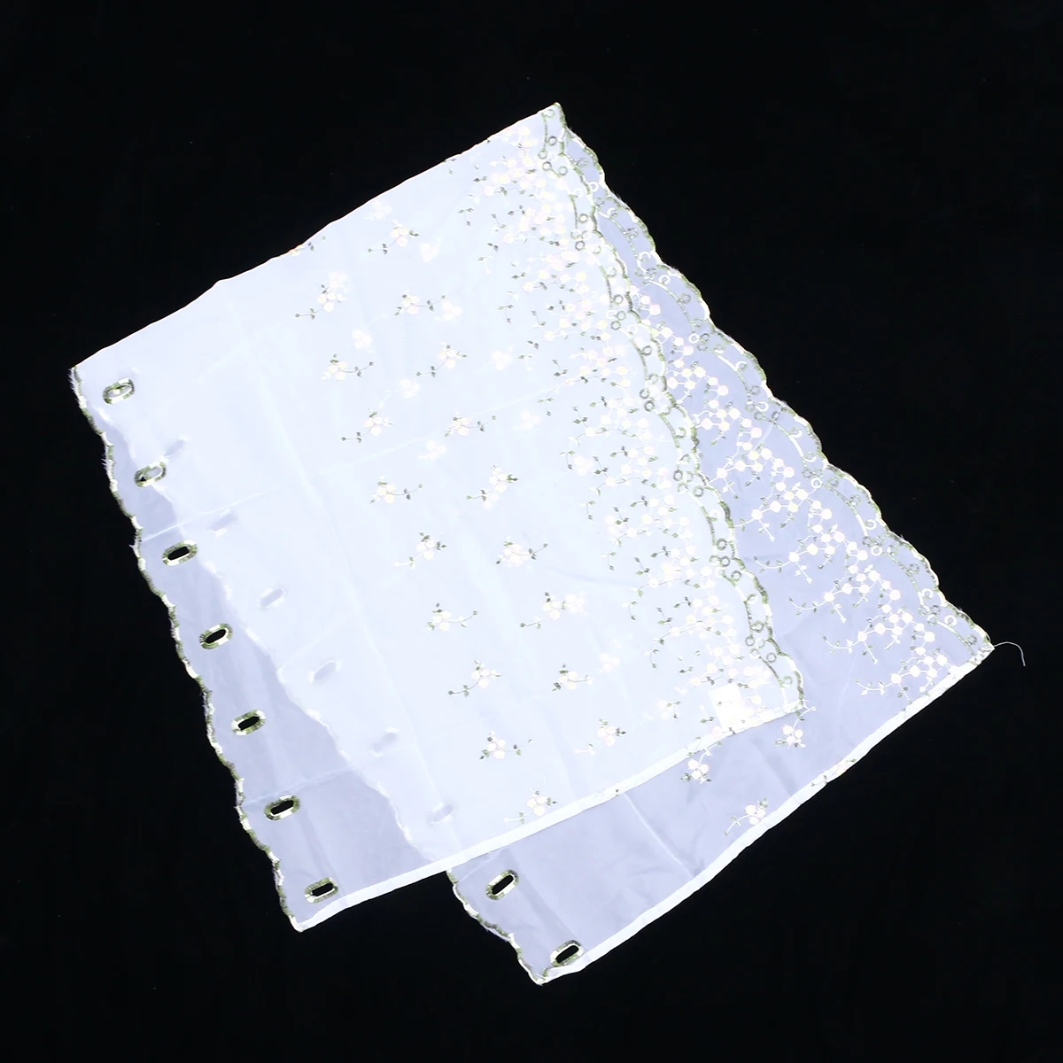 

1 pc Short Curtain Pastoral Embroidered Lace Polyester Light Translucent Sun Proof Window Shade For Home Kitchen Balcony