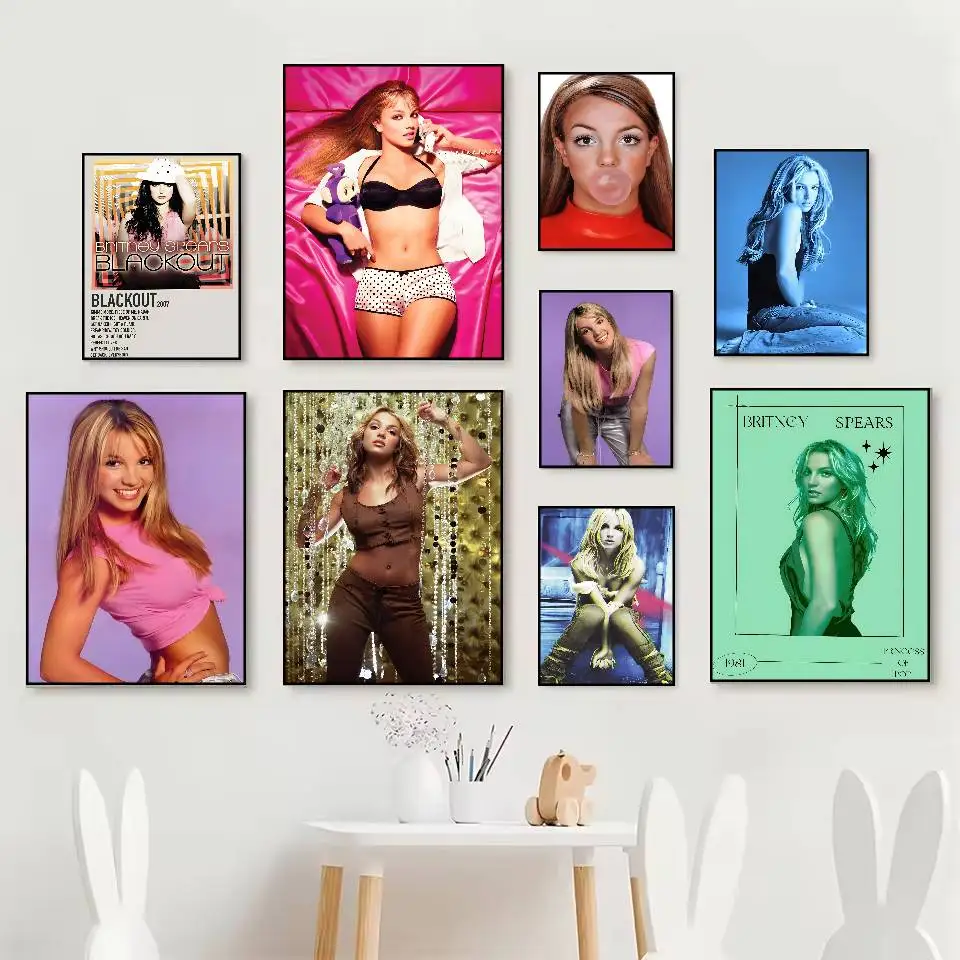 Singer B-Britney Spears S Poster HD Posters Self Adhesive Waterproof Ideal for Living Room Bedroom Bar Decoration