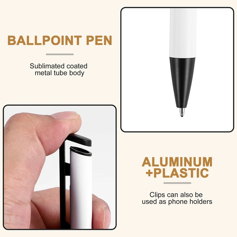A34m-pacote de 10 espaços em branco para caneta de sublimação com corpo de tubo de alumínio revestido com envoltório retrátil para canetas esferográficas de impressão por sublimação