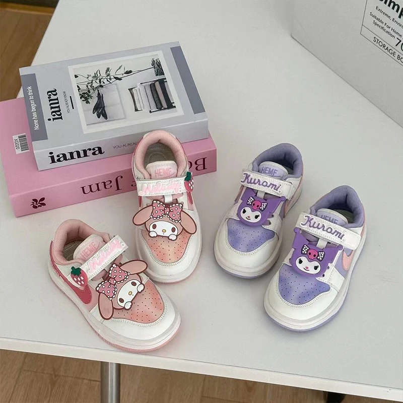 

Sanrio Kuromi Sneakers Girls Kawaii Anime My Melody Board Shoes Cute Cartoon Autumn All Match Children Skates Tide Gift for Kids