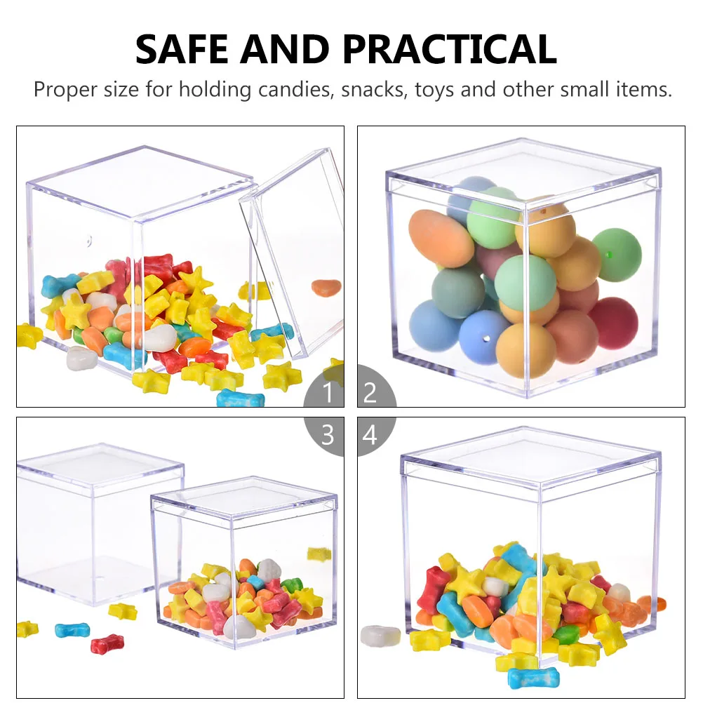 

6 Pcs Plastic Boxes C y Storage Biscuit Container Acrylic Gift Packaging Sugar Case DIY Cake Storage Box Present