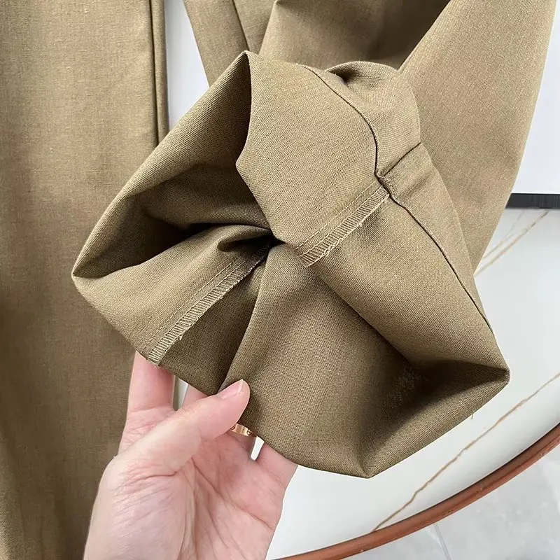 Jenny & dave inglaterra escritório senhoras retro calças femininas algodão linho moda simples cintura alta em linha reta casual