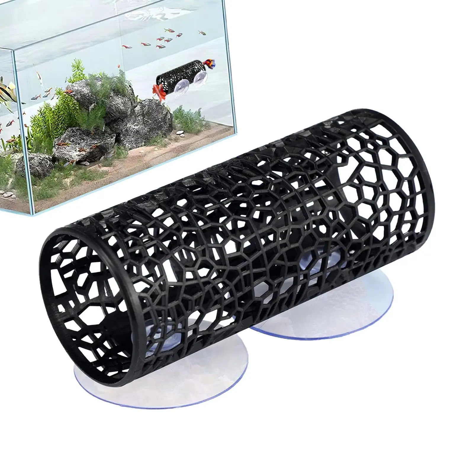 Aquarium-Fischversteck Schwarzes Hohlrohr mit Saugnapf für Betta und Kleine Fische Aquarium-Dekoration Aquariumzubehör