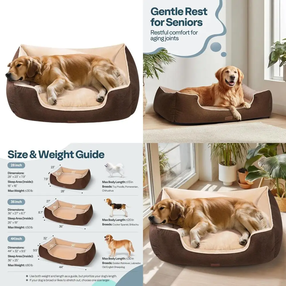 

Extra Large Orthopedic Dog Bed - XL Removable Cover Couch Sofa, Waterproof & Non-Slip, Double-Sided Pet Bed 44 Brown