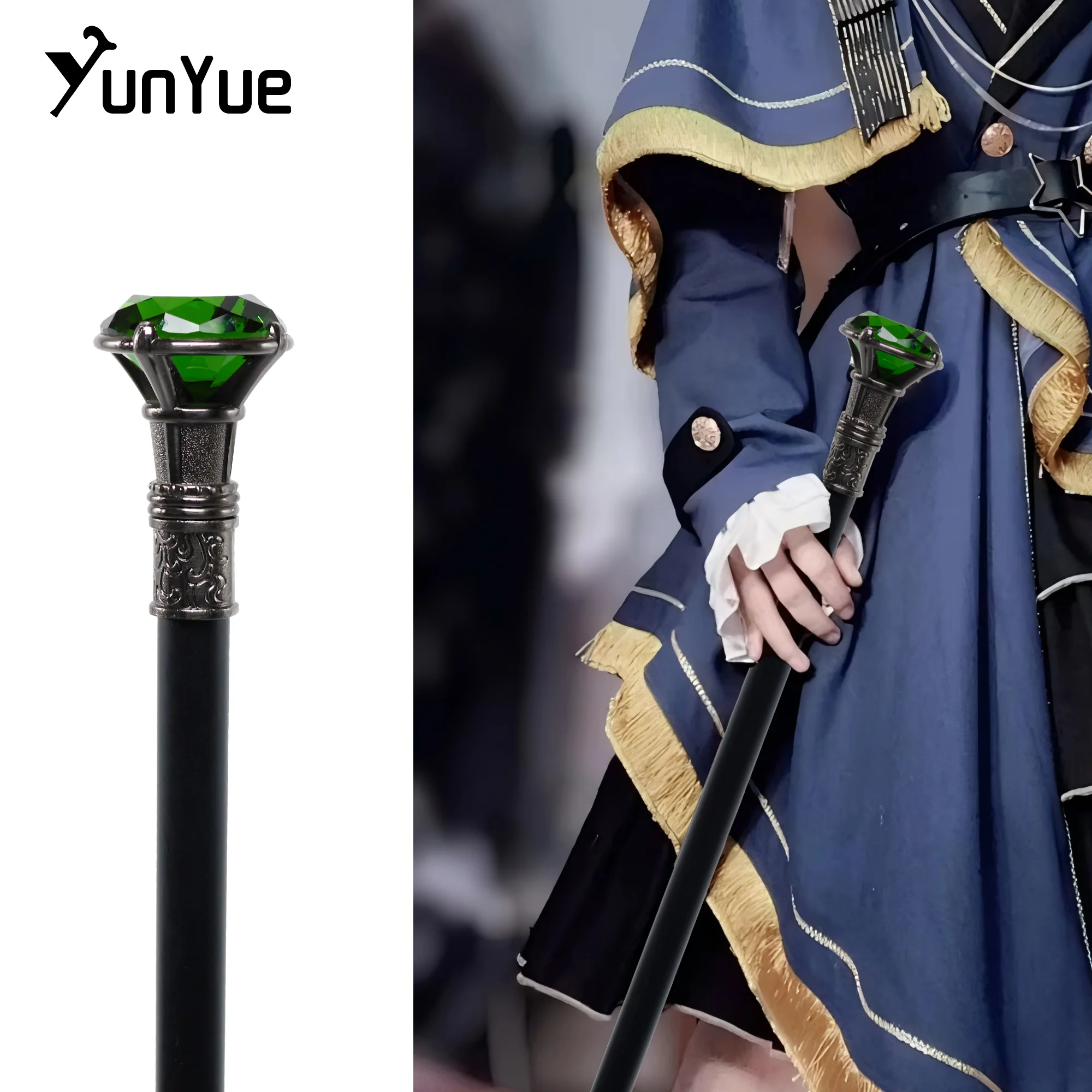 الشظية الخضراء الماس نوع عصا المشي شهم أنيقة أزياء الفن الزخرفية عصا للمشي سيدة خمر حزب تأثيري الصولجان #1