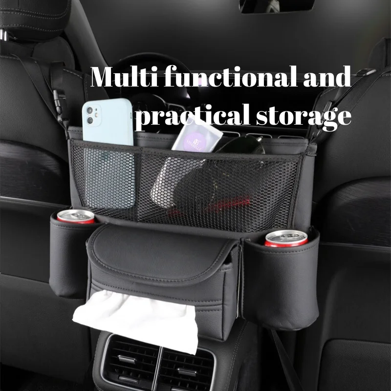 Car Handbag Holder Interior PU Auto Seat Storage Bag Middle Box Hanging Pocket Organizer Car Stowing Tidying for Tissue Drink