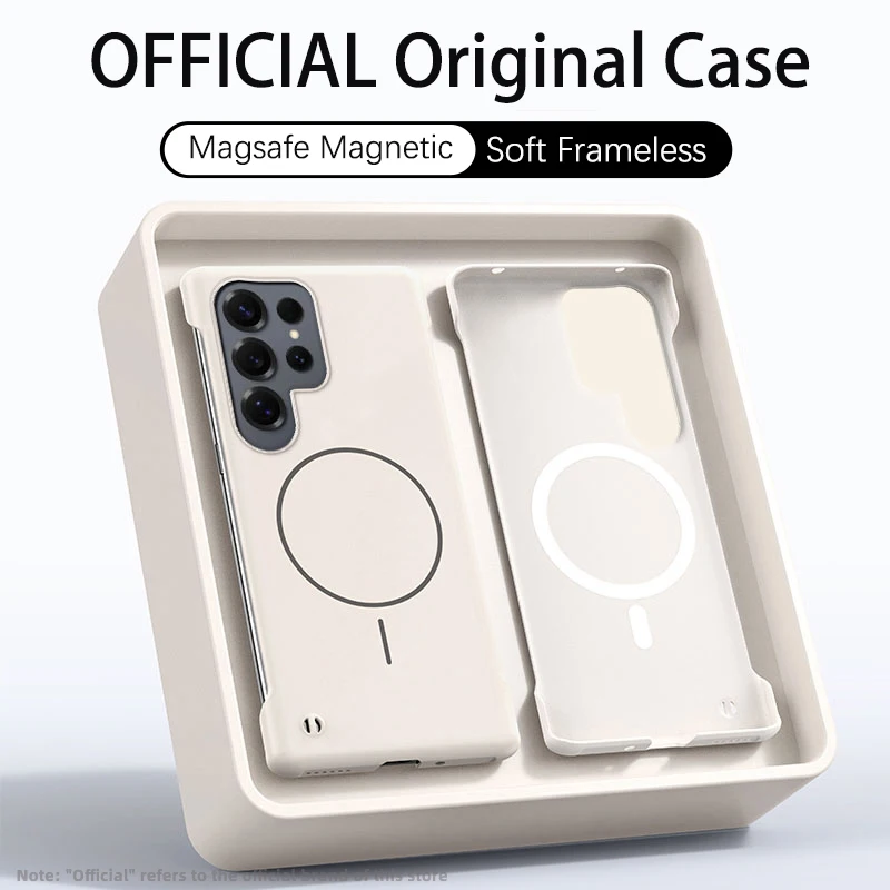 Ultra Thin PC Matte Frameless Case For Magsafe Samsung Galaxy S25 Edge S24 FE S23 S22 Ultra Plus Magnetic Shockproof Cover