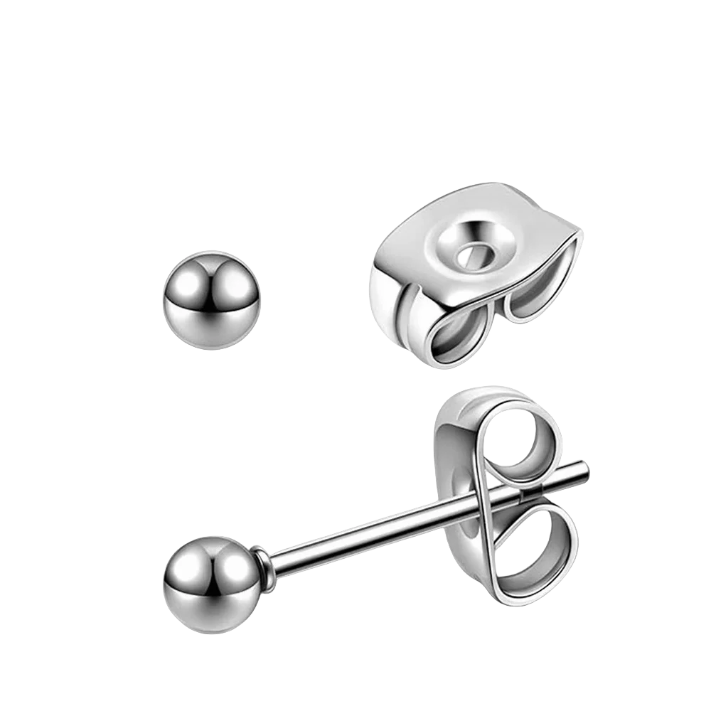 Stainless Steel Single Ball 2/2.5mm Stud Earrings Vacuum 0.8mm Thin Post Hypoallergenic Fade-Resistant Minimalist Jewelry