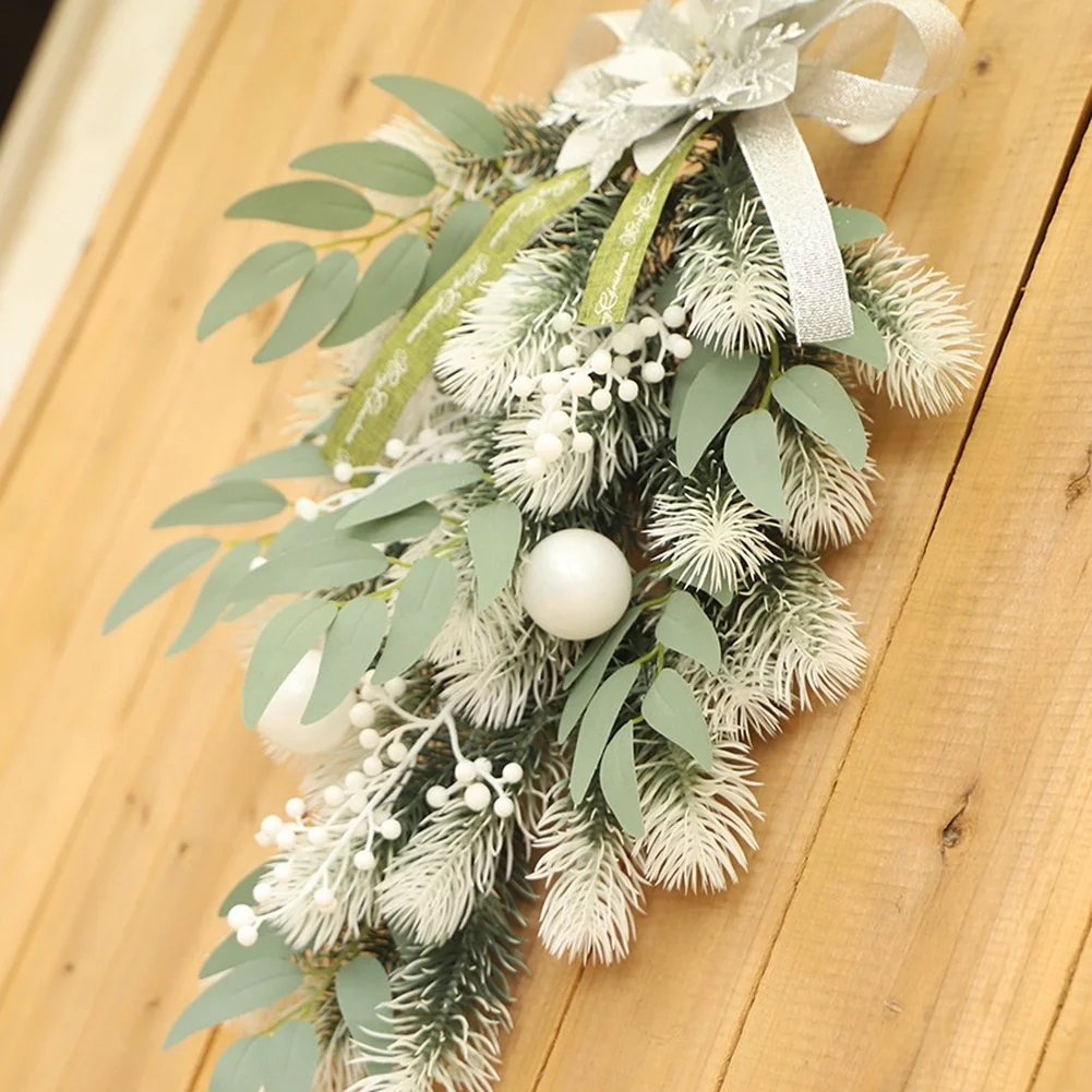 Festive 50cm Inverted PE Christmas Tree Decoration White Hanging Ornament For Holiday Season, Artificial  Flower Ornaments