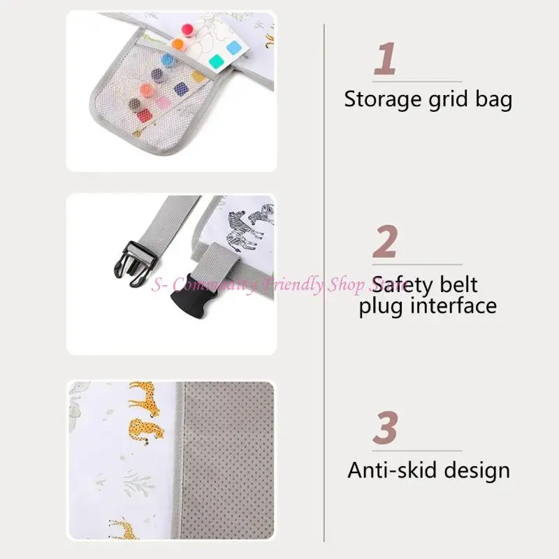 85ae 어린이를위한 편안한 비행기 좌석 익스텐더 강화 안전 스트랩이있는 가벼운 접이식 발판 시트 패드