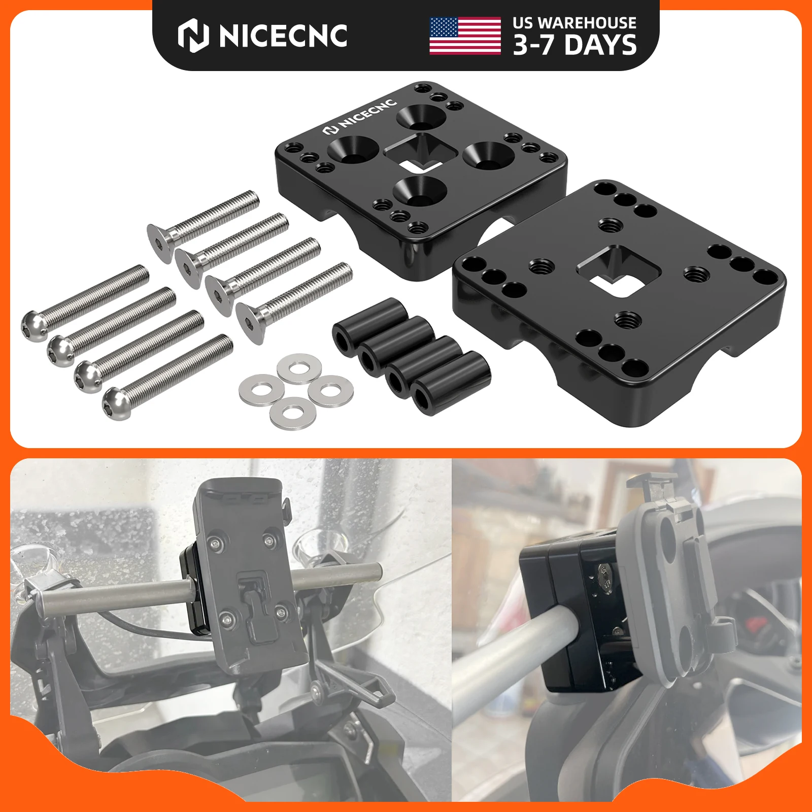 Fits 12mm GPS Crossbar Motorcycle GPS Navigator Brackets AMPS Mount for BMW R1250GS/Adventure R1250GSA R1200GS/Adventure R1200GSA Mobile Phone GPS Device Holder Clamp fits Yamaha Tenere 700 XTZ700 T700 Super Tenere XTZ1200 Aprilia Tuareg 660