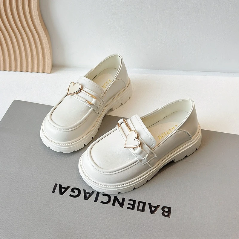 

Fashion Girl Shoes 2026 Autumn New British Style Kids Leather Shoe Simple Girls Casual Shoes Comfort Thick Soled Mary Jane Shoe