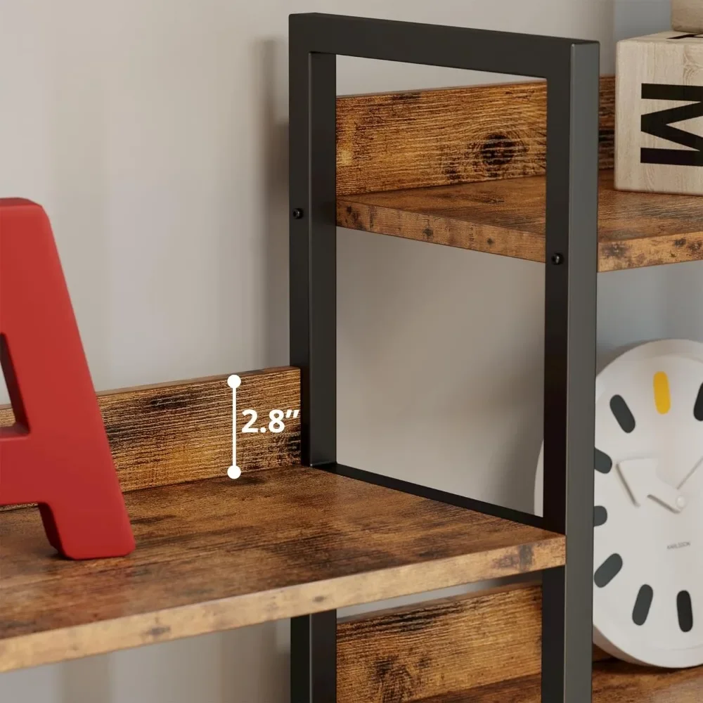 Boekenkasten En Boekenplanken, Drievoudig Brede 5-laags Industriële Boekenplank Met Schotten Grote Etagere Boekenplank Met Metalen Frame