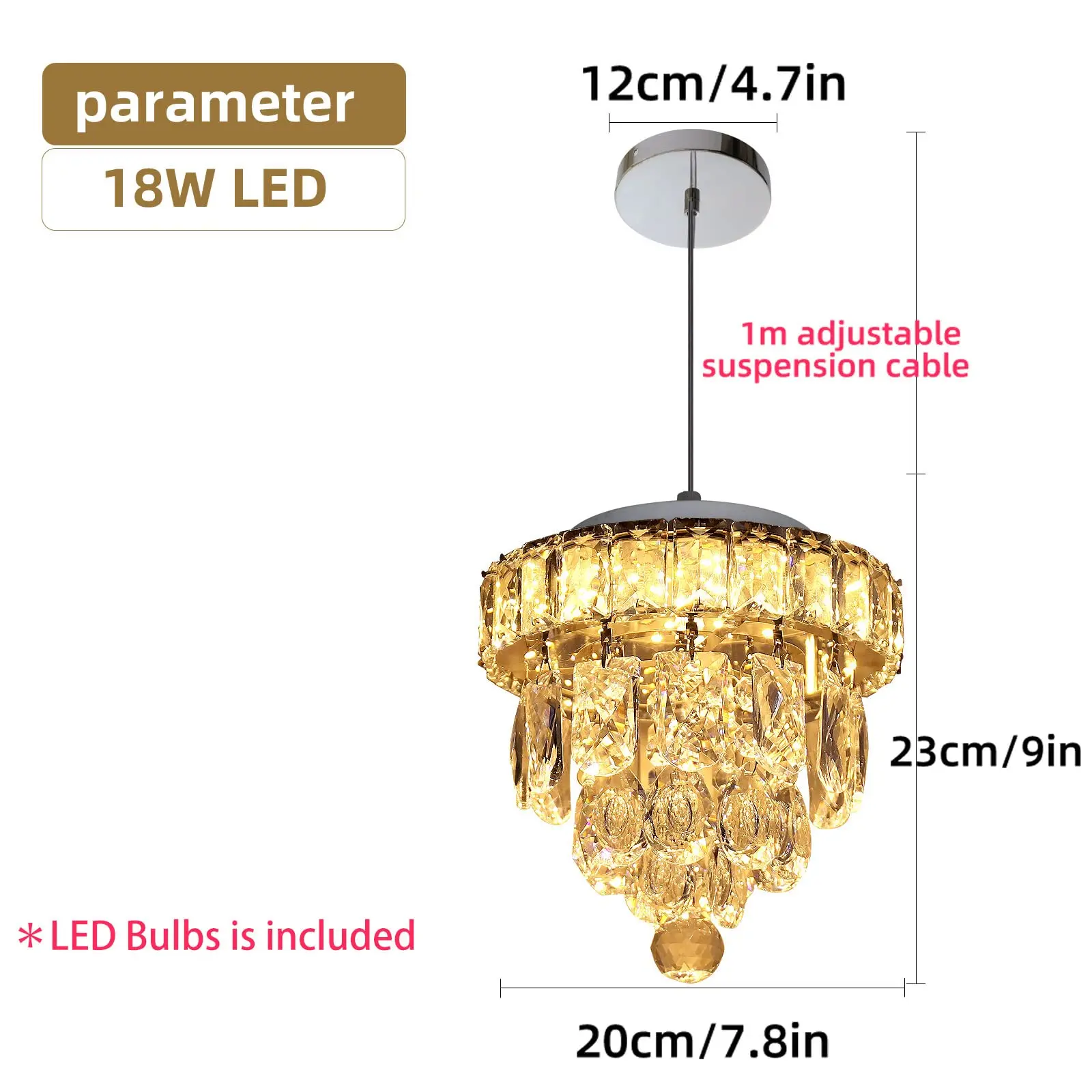Lampu gantung kristal Mini, lampu gantung plafon krom, lampu langit-langit LED Crystal Flush Mount Dimmable untuk kamar lorong