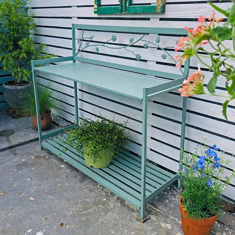 

Outdoor gardening console multi-layer flower stand ironwork