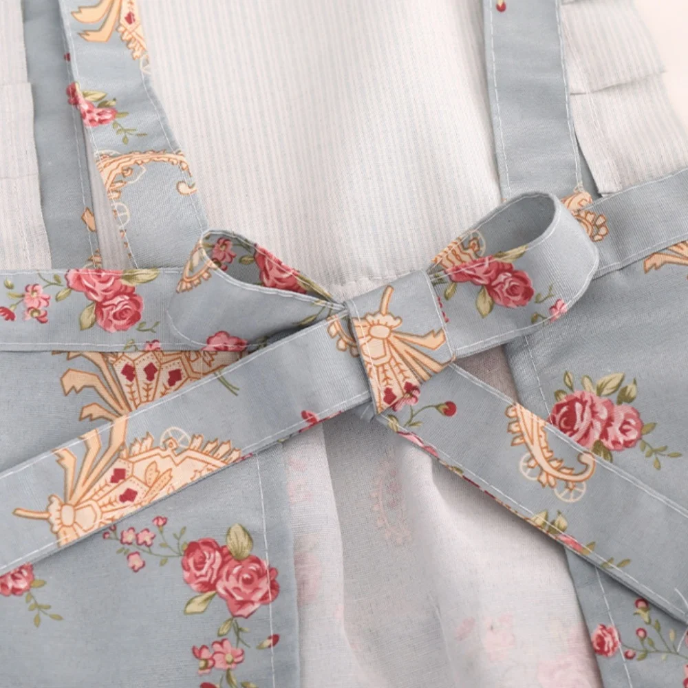 

Кухонный фартук с поясом, регулируемый милый холщовый фартук, дышащий фартук с японским цветочным принтом для приготовления пищи, ресторана, выпечки