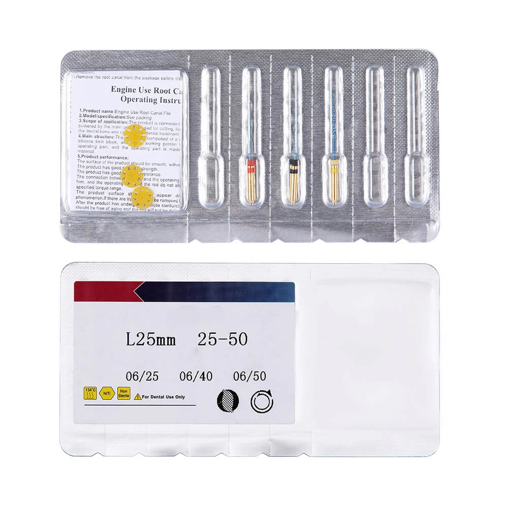 5 Boxen AZDENT Dental Blue Endodontie-Feilen Niti Rotary 25mm Wurzelkanal-Wärmeaktivierte Feilen für Maschinengebrauch 3 Stück/Box – Detail 1