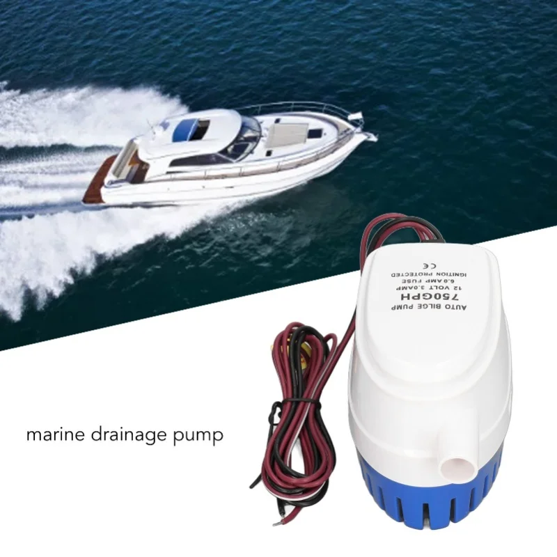 自動ビルジポンプ-dc-12v-プラスチック製取り外し可能なフィルター簡単洗浄ボートビルジ水ポンプマリンヨット用-750gph