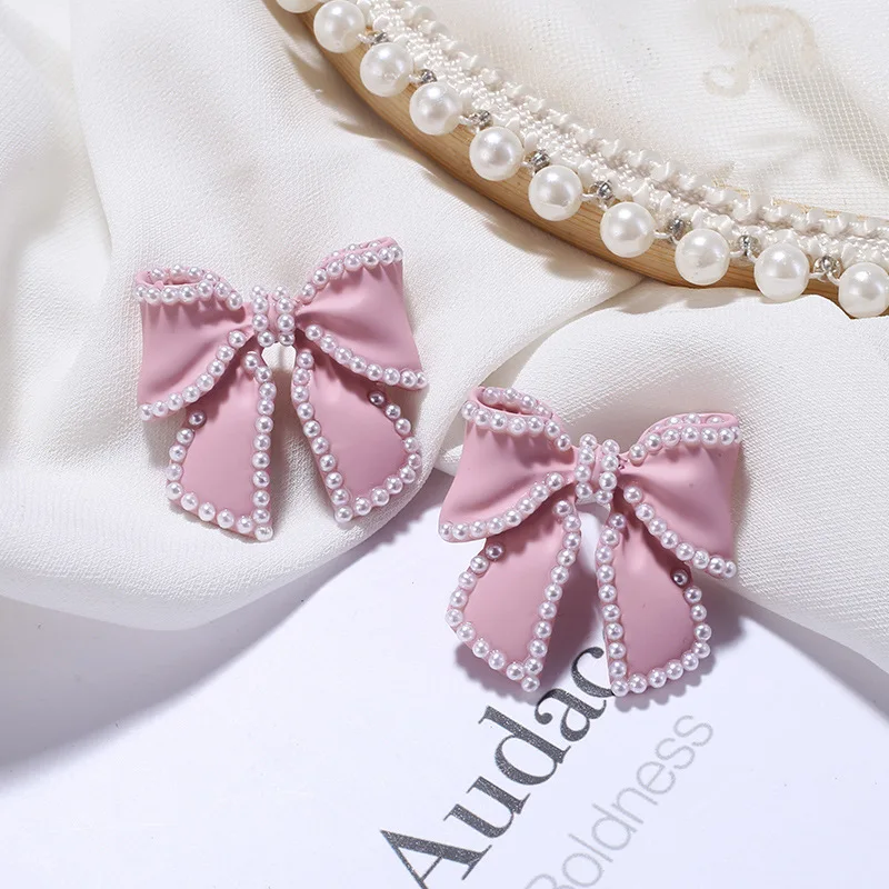 women sweet girl bow earrings feminine ladies pearl simple bowknot earrings