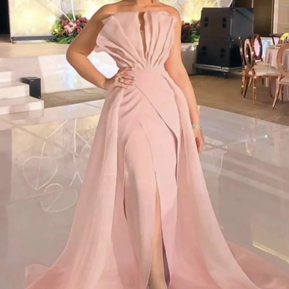 2024 Elegant Mermaid Evening Dress Formal Elegant Pink Soft Party Dress Prom Dress Detachable Trailing Vest Large Size