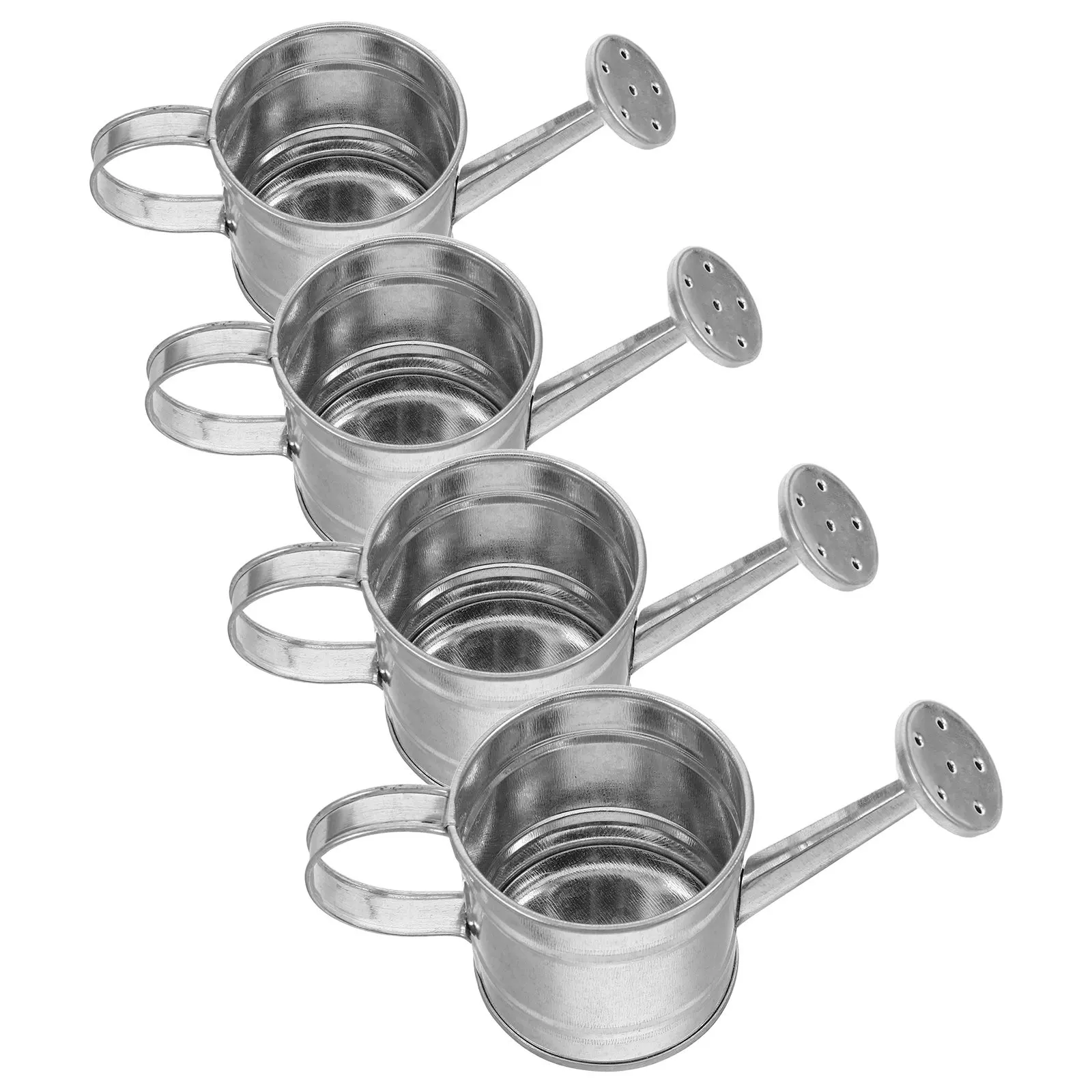 4Pcs Tiny Galvanized Metal Bucket Round Flower Pot Watering Can Decorative Storage Container for Desk Bookshelf Succulents