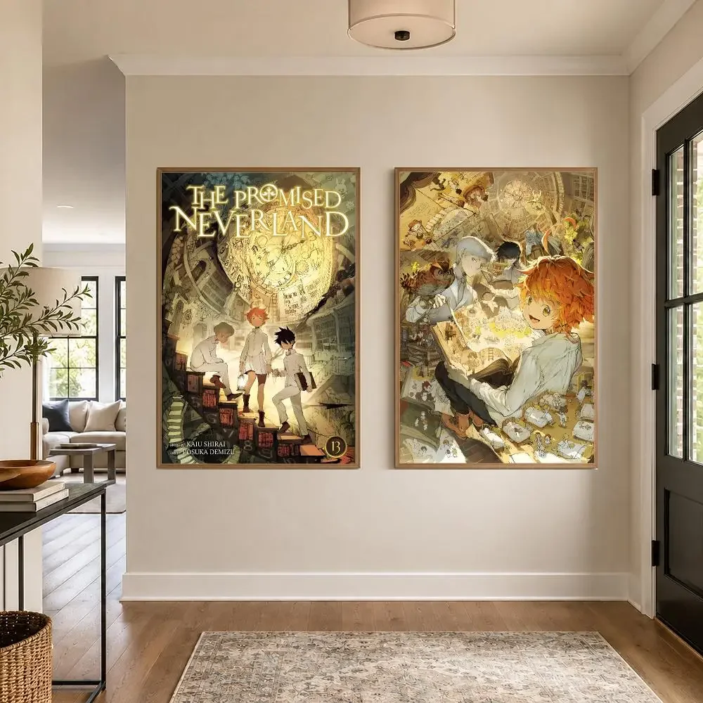 Anime Promised Neverland Poster Graphic Wall Art Poster HD Waterproof PP Paper Print for Bedroom Living Room Office Decor Gift