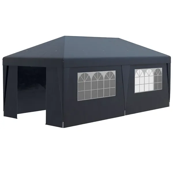 

Палатка для вечеринок Outsunny 10'x19.5' с регулируемой высотой, раскладной шатер с полными боковыми стенками для мероприятий на открытом воздухе