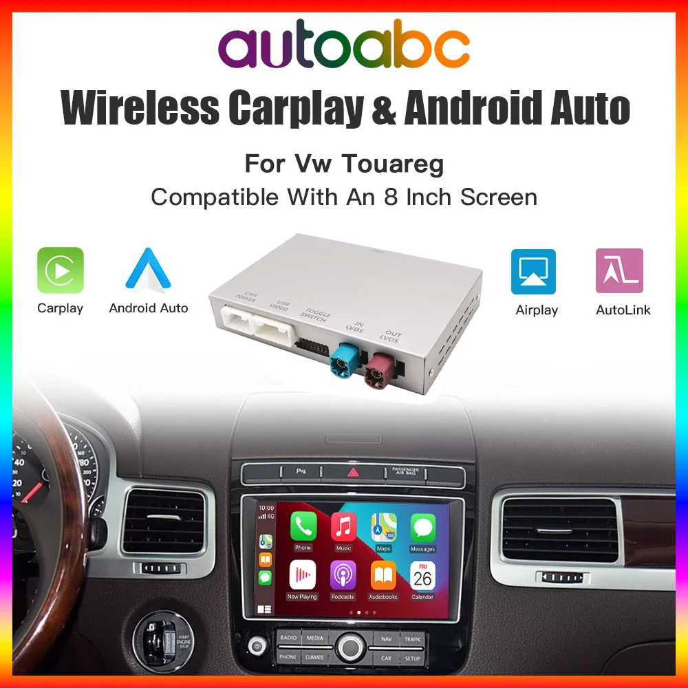 New Wireless CarPlay car Box For Volkswagen Touareg RNS850 2010-2018 8 Inch Android Auto CarPlay Vw Navigation Mirror