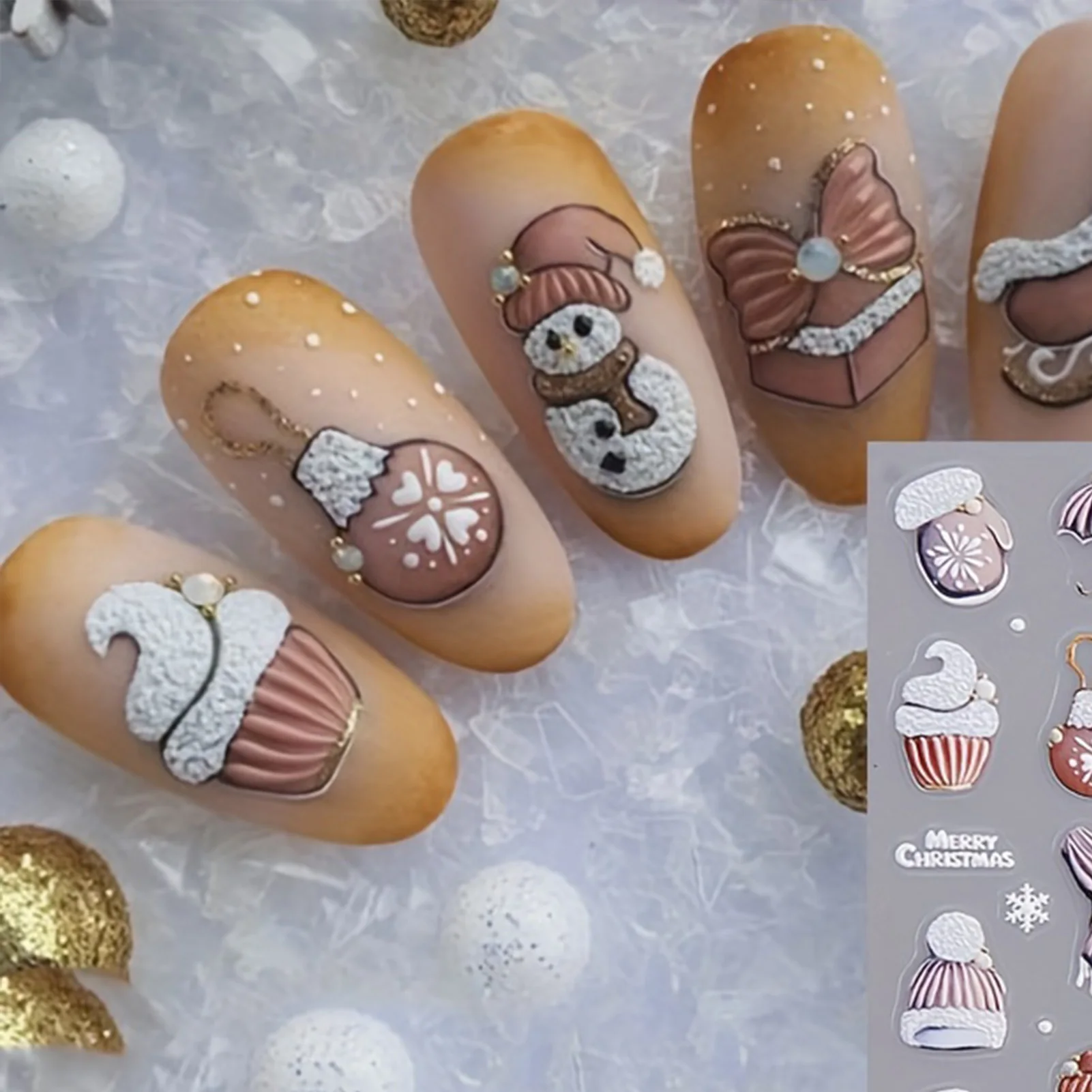 Christmas Element Manicure Nail Decals Cartoon Santa Claus Pattern Nail Stickers for Party Nail Art Supplies