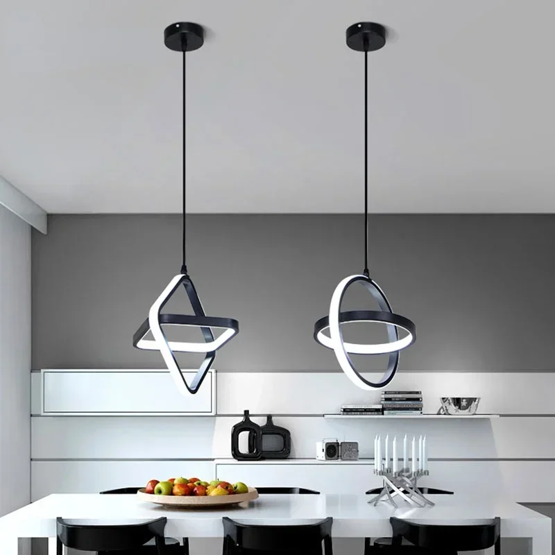 

Modern Led Pendant Light Black&White Creative Chandelier Pendant Lamp for Dining room Kitchen Bedside Light Bedroom Hanging Lamp