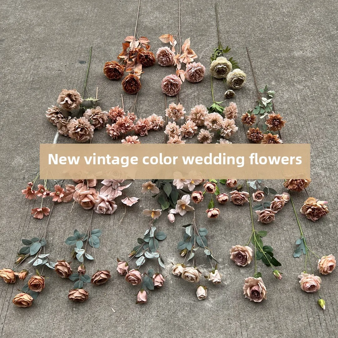 

Autumn coffee color artificial flowers retro mocha mousse color wedding flower arrangement artificial flowers wholesale