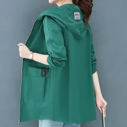 Moda tasche impiombate con cappuccio cerniera cappotti All-match abbigliamento femminile 2023 autunno nuove magliette Casual oversize giacche coreane larghe