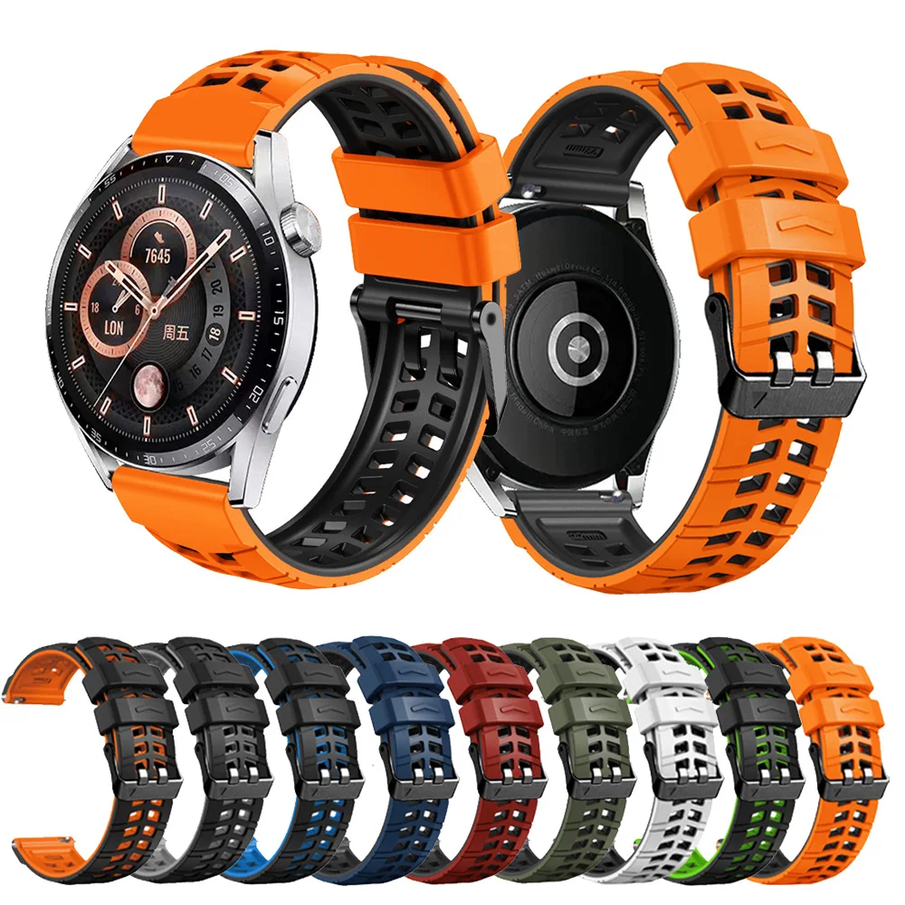 สายซิลิโคนดีไซน์สองแถว22มม. สำหรับ Huawei Watch GT2/3 46มม. สายนาฬิกา4สายสำหรับ Huawei Watch 3 4 Pro sportband อุปกรณ์เสริม