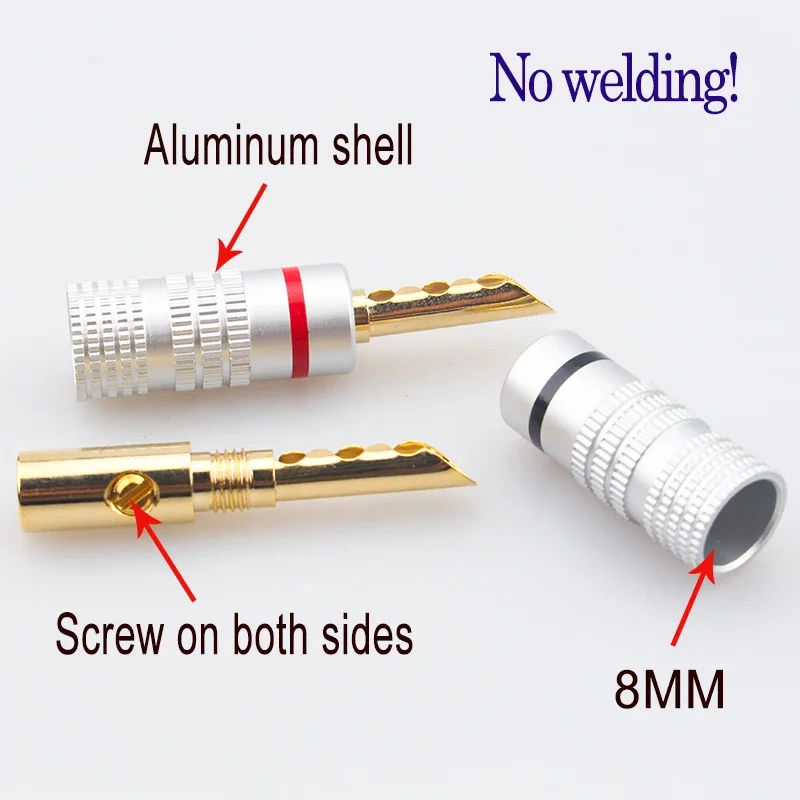 Hi-Fi аудиокабель-адаптер для динамика с банановым штекером, 5 мм, разъем с позолоченным покрытием без припоя