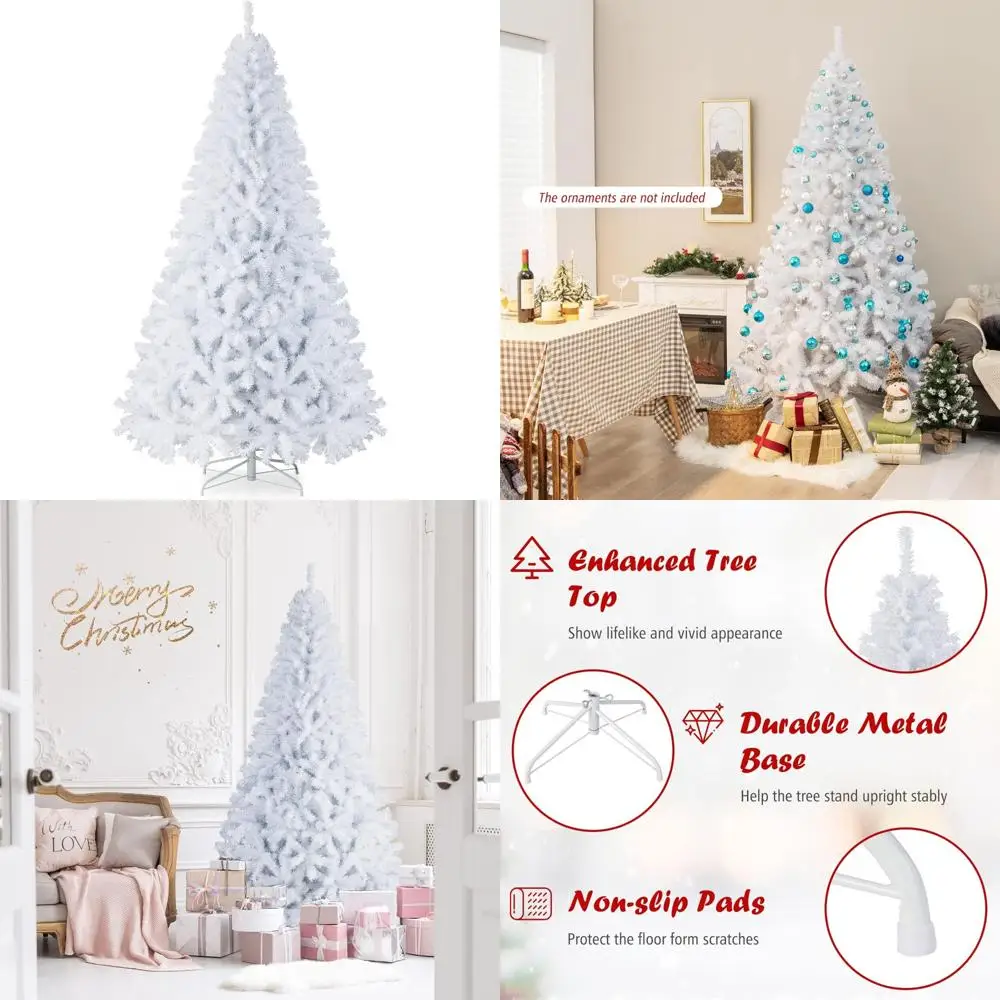

7.5ft Premium Unlit Hinged Spruce Christmas Tree, Full Indoor Tree with Metal Stand, Easy Assembly, Suitable for Festive Decorat