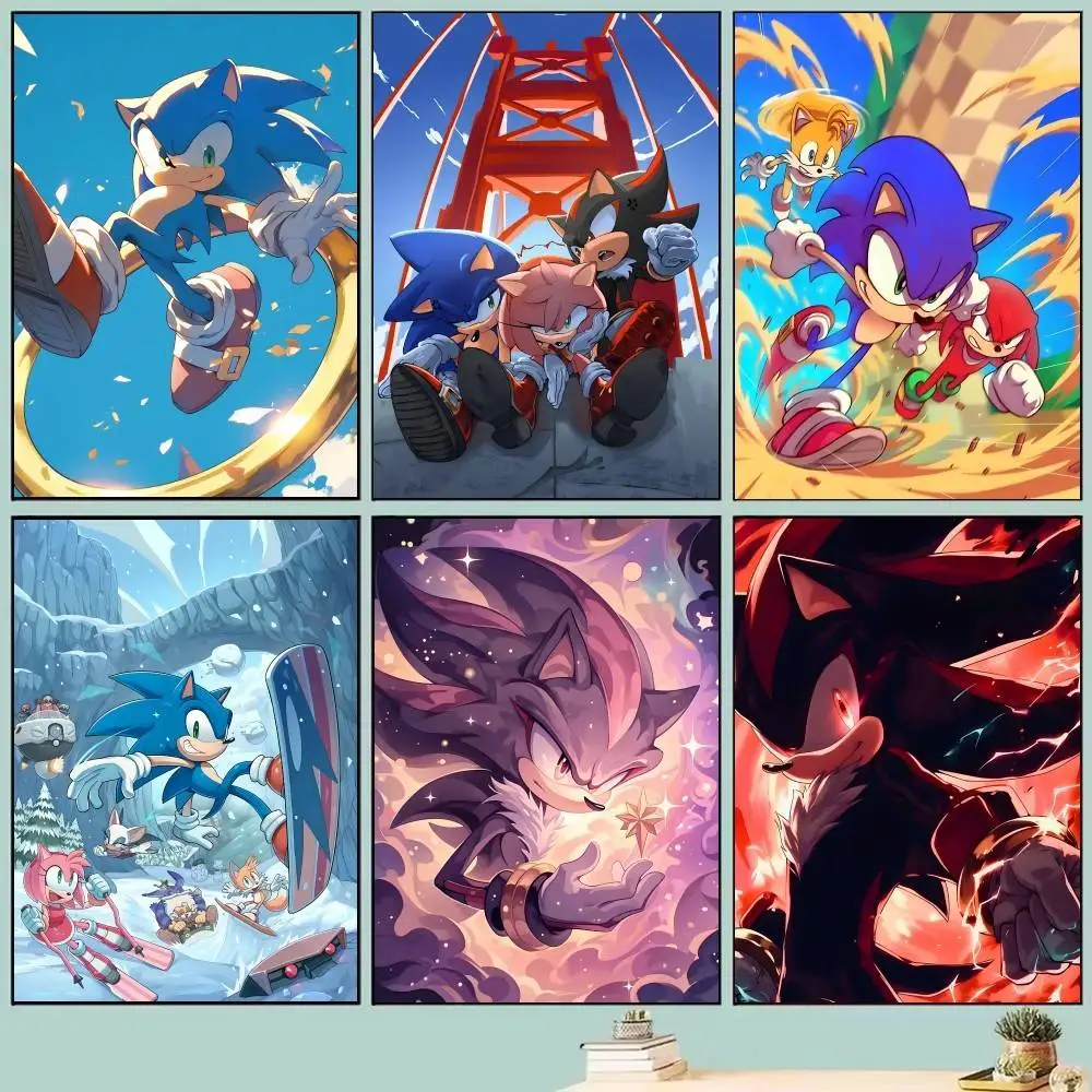 Game Characters S-SonicS Posters Self Adhesive Waterproof Ideal For Living Room Bedroom Bar Decoration