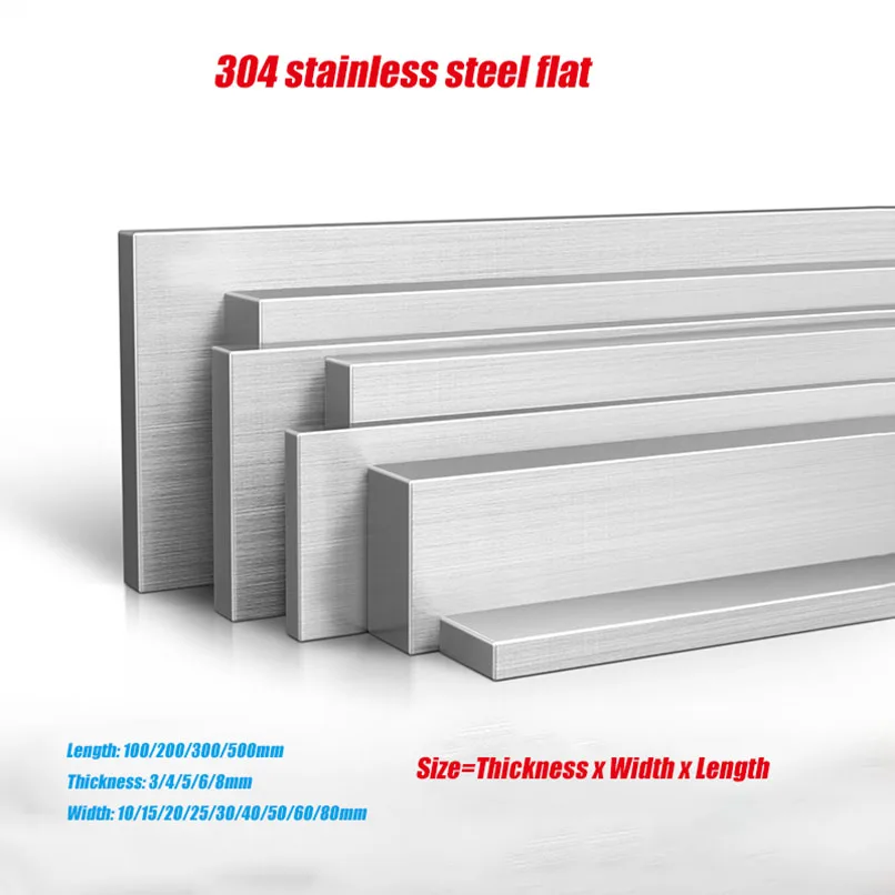 

304 Stainless Steel Flat Bar Plate Thickness 3/4/5/6/8mm Stainless Steel Flat Plate 100mm/200mm/300mm/500mm long