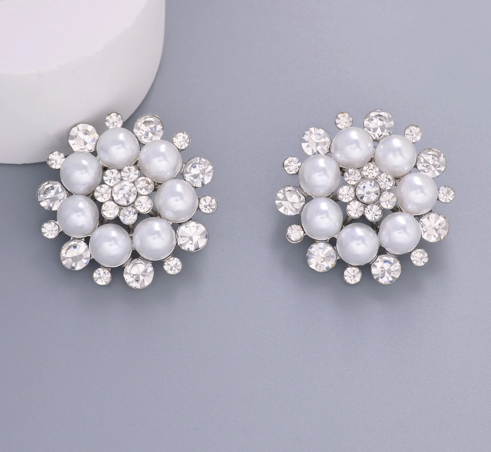 2pcs/Pack 30mm Fashion Rhinestone Large Pearl Buttons For Women Coat Sweater Bridal Wedding Clothing Jewelry DIY Accessories