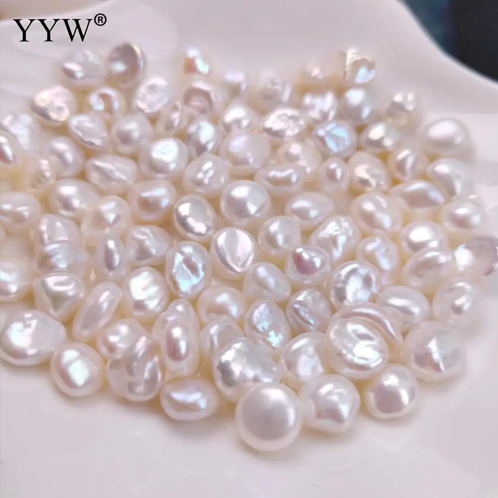 5 PC Cultured Baroque Freshwater Pearl Beads Natural & DIY & no hole 8mm jewelry making