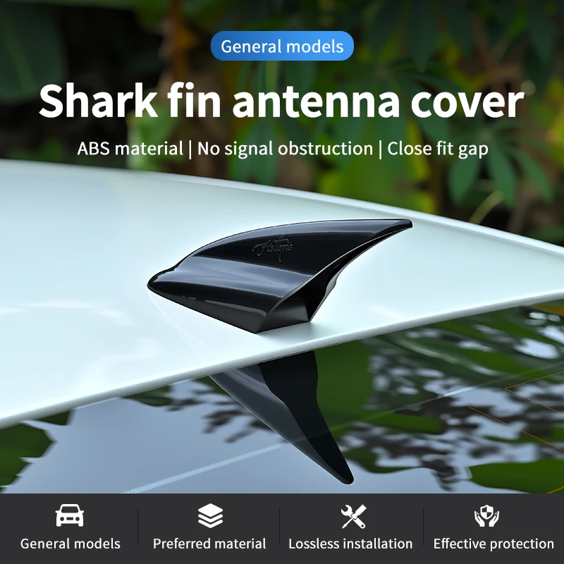 Back Adhesive Shark Fin Antenna Cover, High-Temperature Resistant ABS Dustproof and Impact-Resistant Roof Antenna Protector