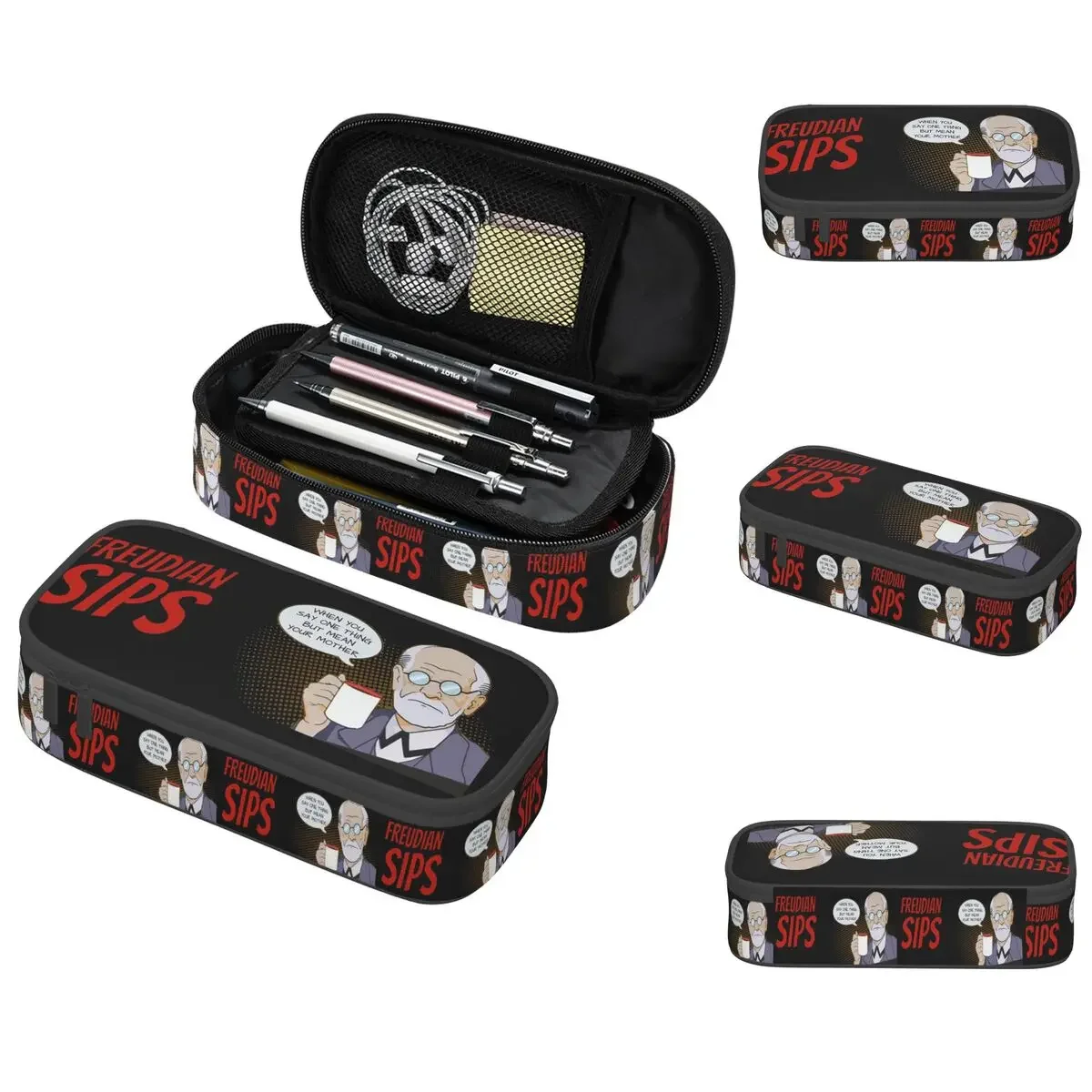 Freudian Sips- Psychology Design Pencil Case for Kids Gifts Pen Box Pencil Bag Stationery Supplies Pen Holder Bag